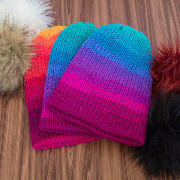 One of a Kind Knitted Hats (poms poms sold separately)