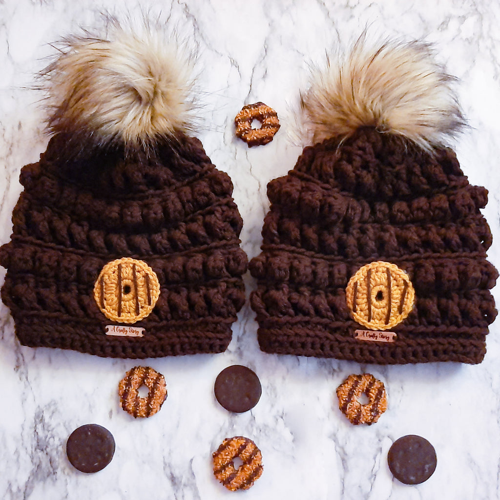 Cookie Hats (Bulk) (Pom Poms Sold Separately) Brown / Basic Stitch